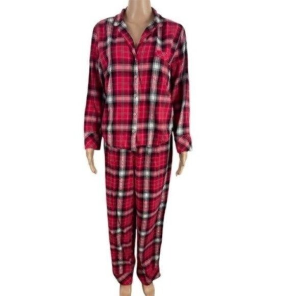 Victoria’s Secret Plaid Pajama Set Size Medium Night Shirt And Pants - Picture 2 of 12